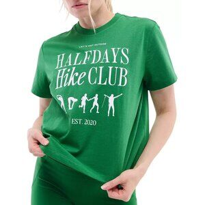 Halfdays Women's Short Sleeve T-Shirt Verdant Green Crew Neck Size Small